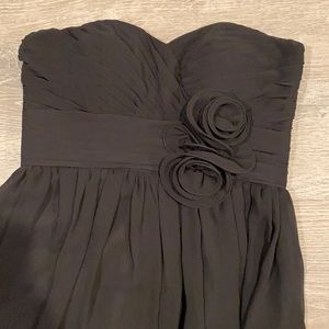 Bark Jay strapless black gown with sweetheart top and floral accent